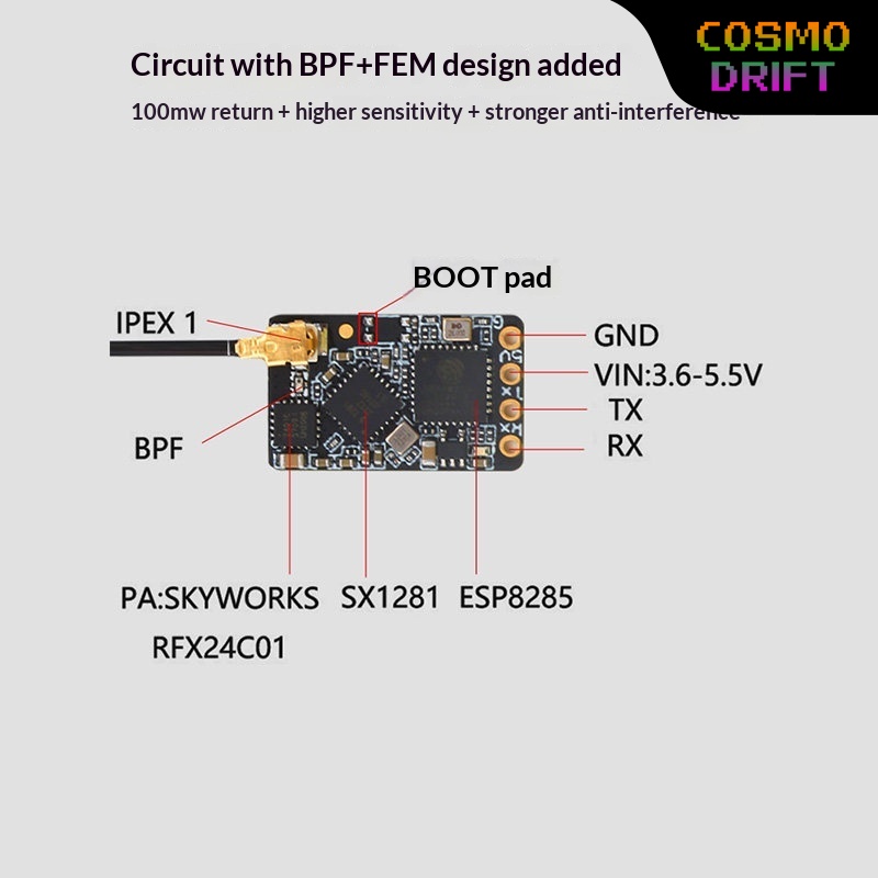 Drone Rc Transmitter And Receiver - Receptor BAYCK Expresslrs Elrs 2.4 Ghz
