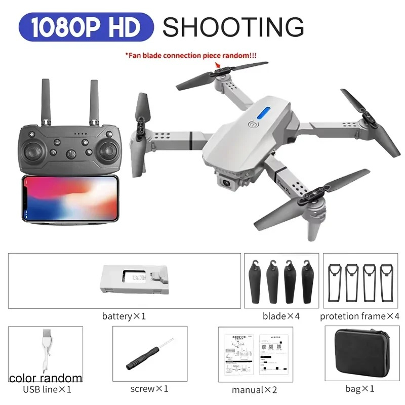 Drone E88 Rc Quadcopter - Helicóptero Plegable E88, Dron RC Profesional