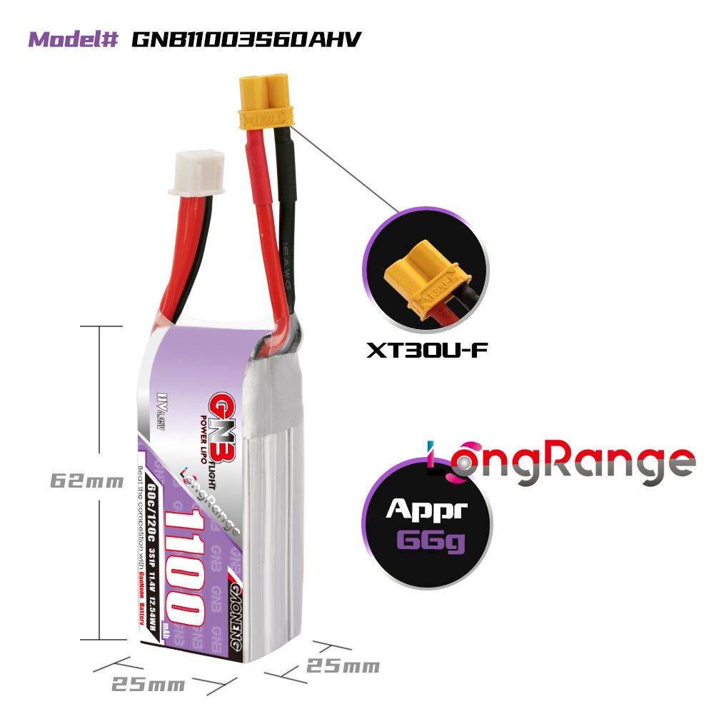 GNB 1100mAh 2S 3S 4S 6S 60C/12 - Dron Rc Quadcopter reseña y precio